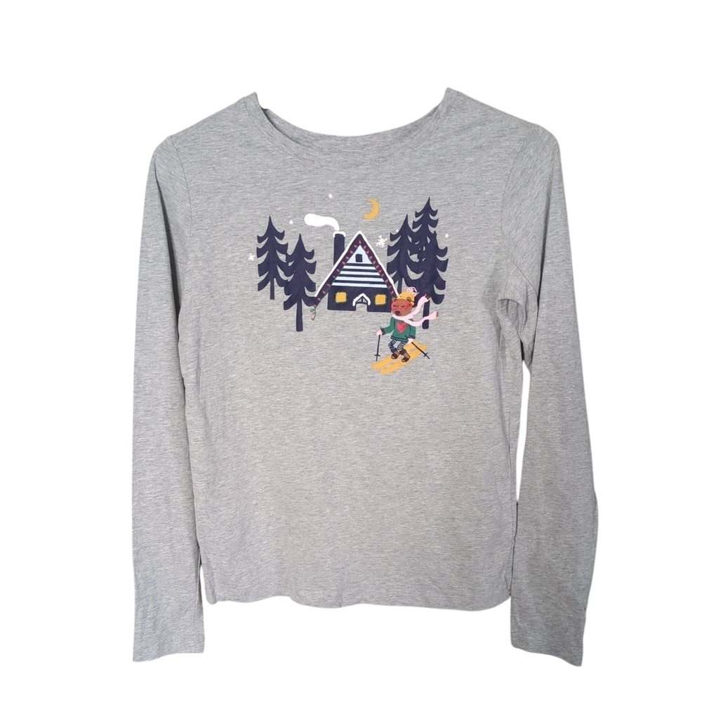 Hanna Andersson Holiday Graphic Tee In Cotton Jersey‎ Gray Size 14-16